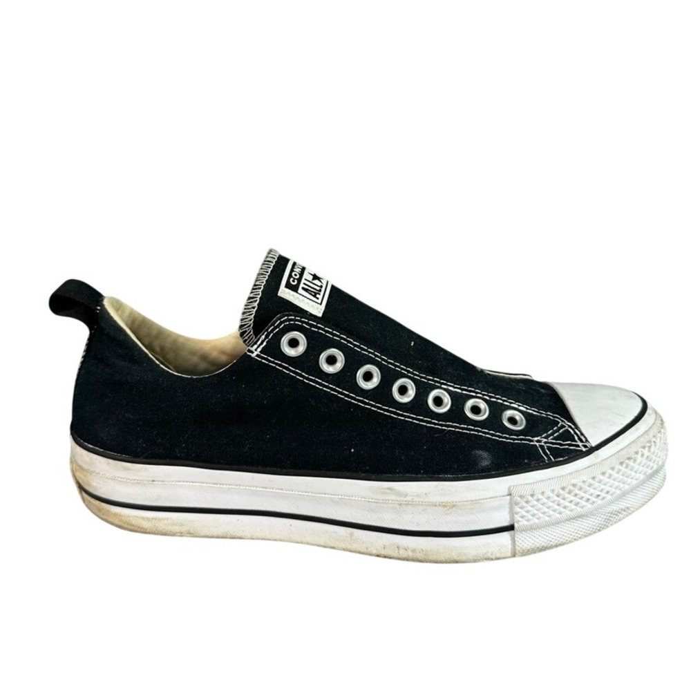 Converse Chuck Taylor All Star Platform Slip-On Black Canvas Sneakers Low Top 11
